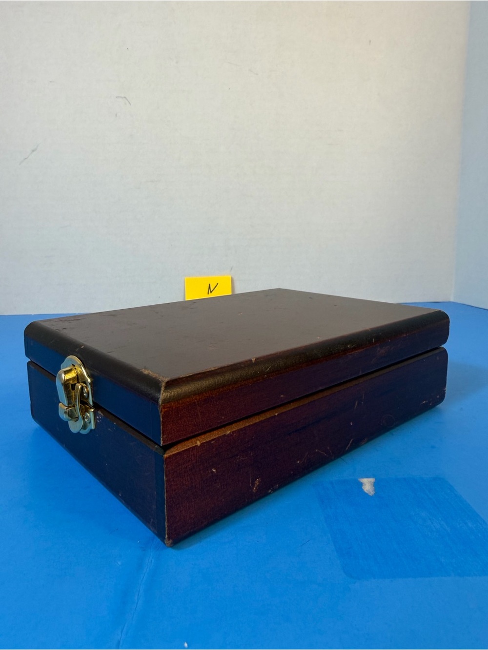 Classic Brown Wood Laptop Case with Gold Latch